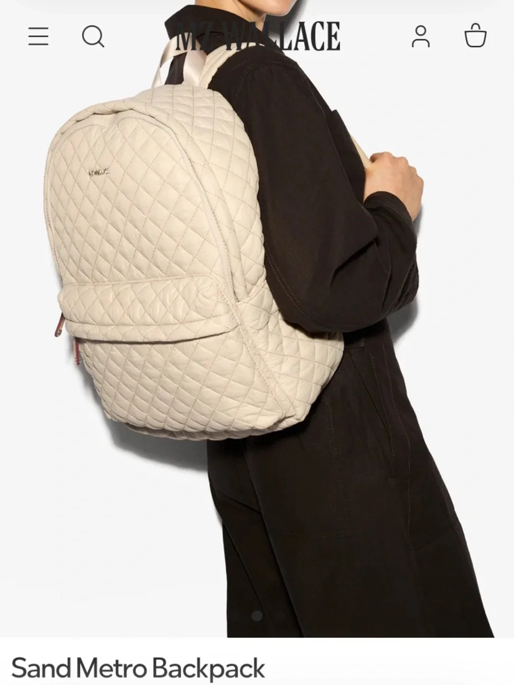 MZ Wallace Sand Quilted Metro Backpack with Gold Hardware